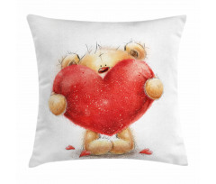 Romantic Mascot Red Heart Pillow Cover