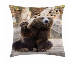 Friendly Animal Waving Paw Pillow Cover