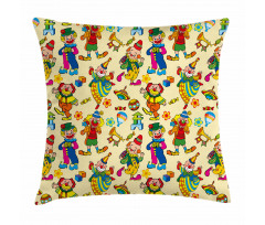 Funny Cartoonish Clowns Pillow Cover