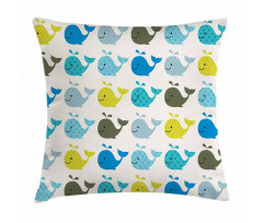 Colorful Whales Animals Pillow Cover