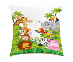 Cartoon Zoo Mascots Pillow Cover