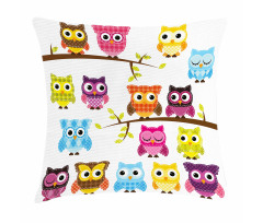 Patchwork Style Owls Pillow Cover