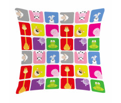 Cartoon Colorful Frames Pillow Cover