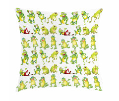Frogs Different Poses Pillow Cover