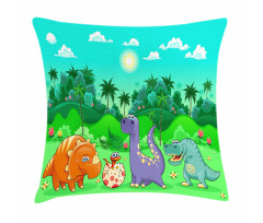 Funny Dinosaurs Cartoon Pillow Cover