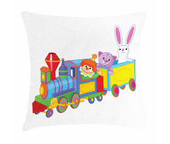 Clown Cat Bunny Train Pillow Cover