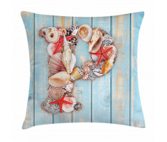 Ocean Elements Letter Pillow Cover