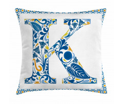 Leaves Blooms Initial Pillow Cover