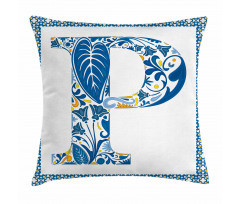 P and Forest Leaves Pillow Cover