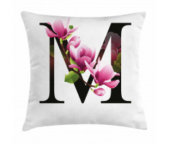 M with Magnolia Floral Pillow Cover