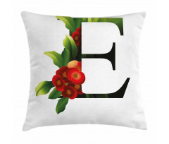 Alphabet Red Blooms Pillow Cover