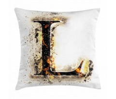 Fire Letter Capital L Pillow Cover