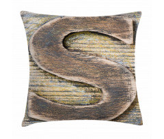Wooden Block S Font Pillow Cover