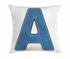 Blue Uppercase Jeans Pillow Cover