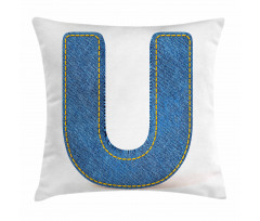 Denim Letter Alphabet Pillow Cover