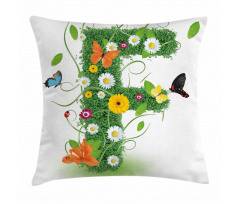 Animals and Flowers F Pillow Cover