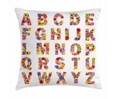 Colorful Flora Alphabet Pillow Cover