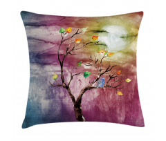 Owl on Tree Pillow Cover