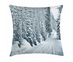 Ski Theme Snowy Road Pillow Cover