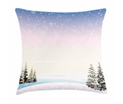 Snowfall and Pine Trees Pillow Cover