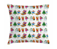 Kids in Seasonal Clothes Pillow Cover