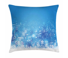 Music Notes Snowflakes Pillow Cover