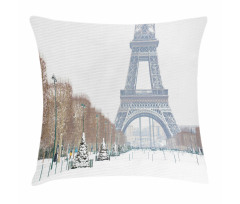 Eiffel Tower in Snow Pillow Cover
