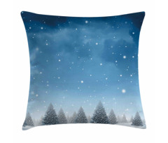 Xmas Blue Forest Trees Pillow Cover