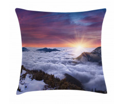 Winter Landscape Sunset Pillow Cover