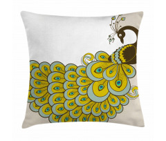 Peacock with Vivid Tail Pillow Cover