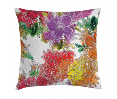 Abstract Colorful Flowers Pillow Cover