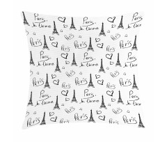 Eiffel Je T'aime Doodle Pillow Cover