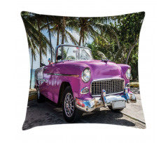 Cabriolet Parked on Beach Pillow Cover