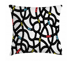 Urban Themed Road Design Pillow Cover