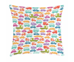 Vibrant Doodle Style Rides Pillow Cover