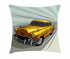 Yellow Vehicle Speeding Pillow Cover