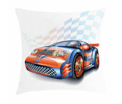 Cartoon Style Race Car Pillow Cover