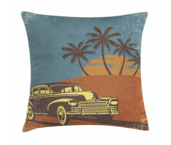 Vintage Ride on the Beach Pillow Cover