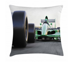 Indy Cars on Asphalt Road Pillow Cover