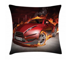 Burnout Tires Sport Car Pillow Cover