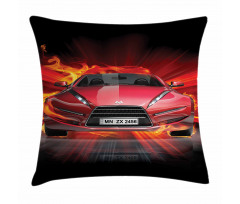 Fire Car Speeding Flames Pillow Cover