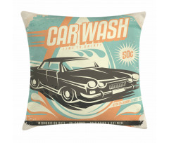 Retro Car Wash Poster Pillow Cover