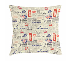 Newspaper Kiss Marks Pillow Cover