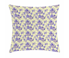 Striped Teapots Cups Pillow Cover