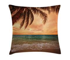 Exotic Seascape with Palm Pillow Cover