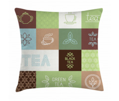 Checkered Tea Images Pillow Cover