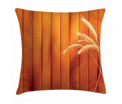 Wheat Spikes Wood Plank Pillow Cover
