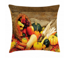 Food Scattered on Table Pillow Cover