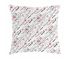 Romance Words Hearts Pillow Cover