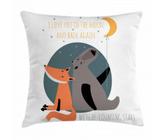 Bear and Fox in Love Pillow Cover